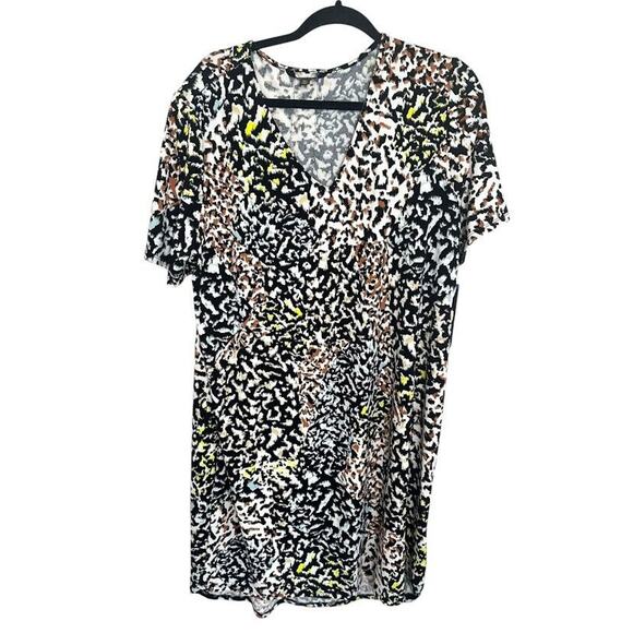 Christian Siriano Shift Dress Abstract Animal Print Stretch Size XXL Black - Picture 1 of 7